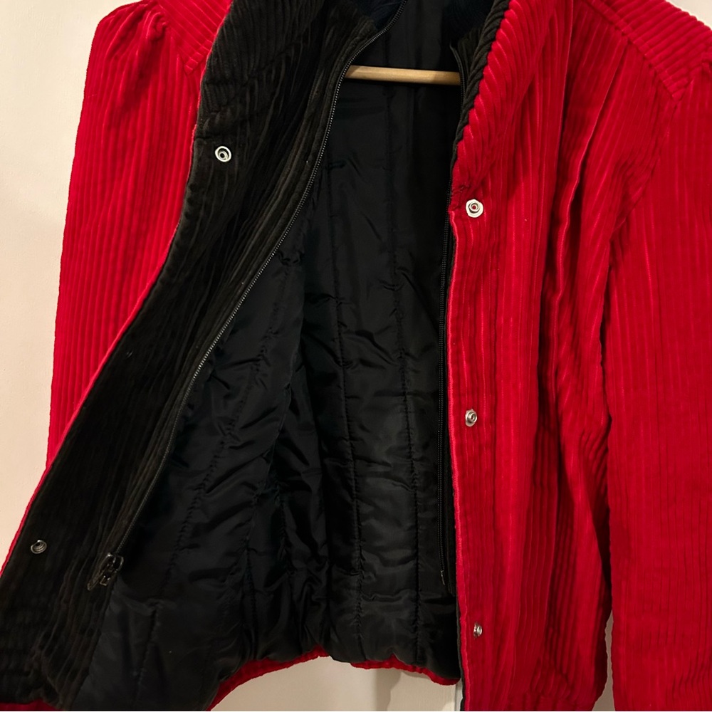 Super cuter vintage red corduroy coat with puff shoulders - Picture 3 of 4